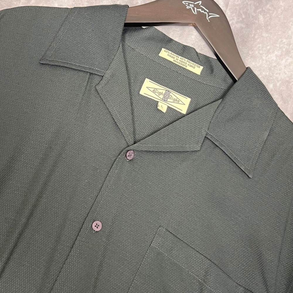 Eighty Eight Mens Short Sleeve Camp‎ Collar Shirt Charcoal Grey Textured Rayon L